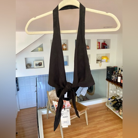 NWT! Zara Linen Halter Top in Black | Size XS - Picture 12 of 14